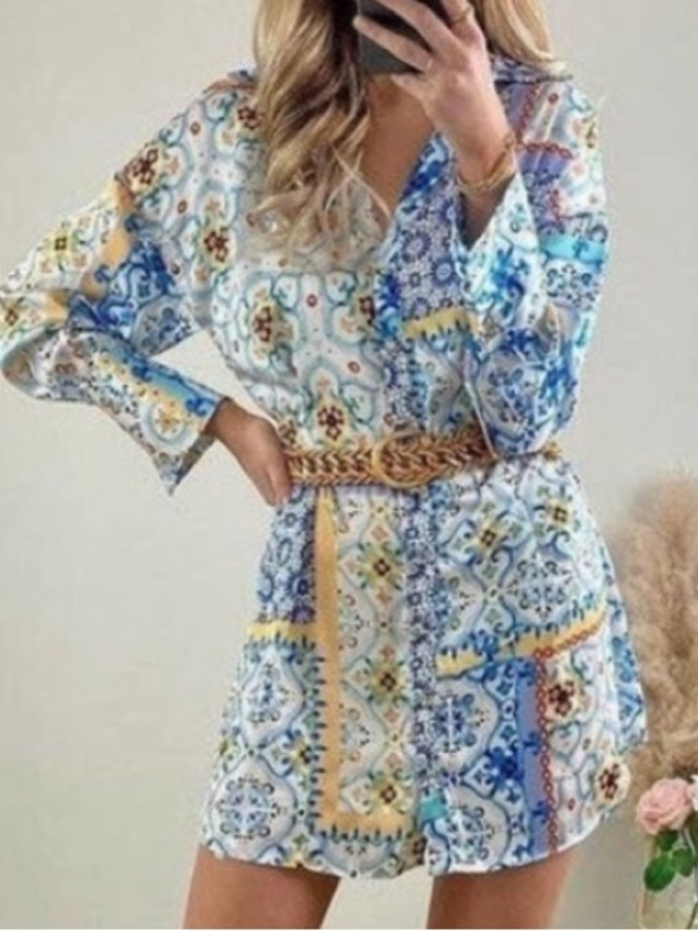 Zara Satin Mini Dress XS Multicolor Abstract Print Y2K Summer